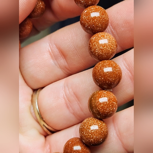 Hand Crafted Jewelry - Gold Sandstone 10mm Stretch Beaded Crystal Bracelet